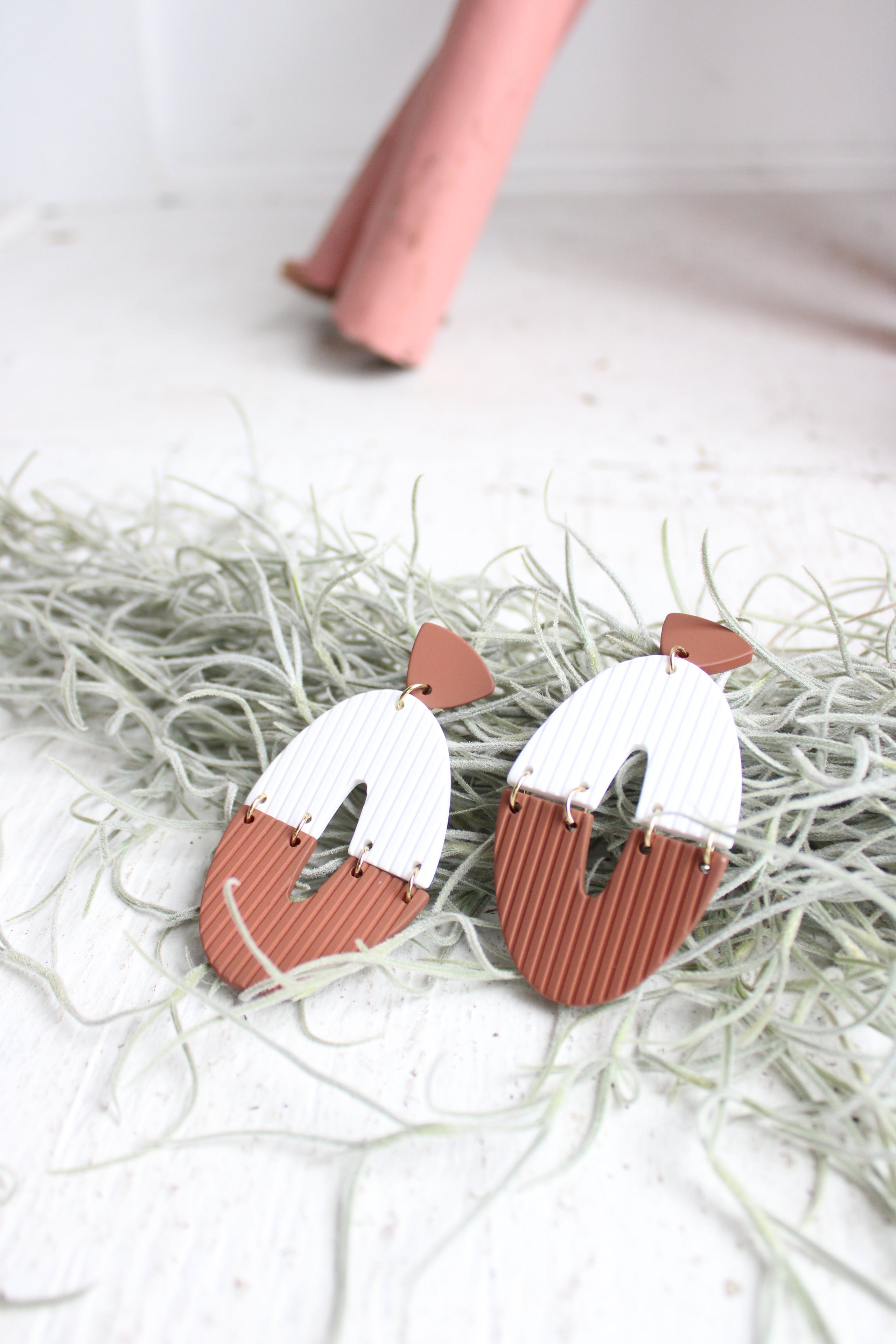 Statement Earrings|Boho|Bold Earrings|Terra Cotta Handmade Polymer Clay Earrings|Dangle Drop Earrings
